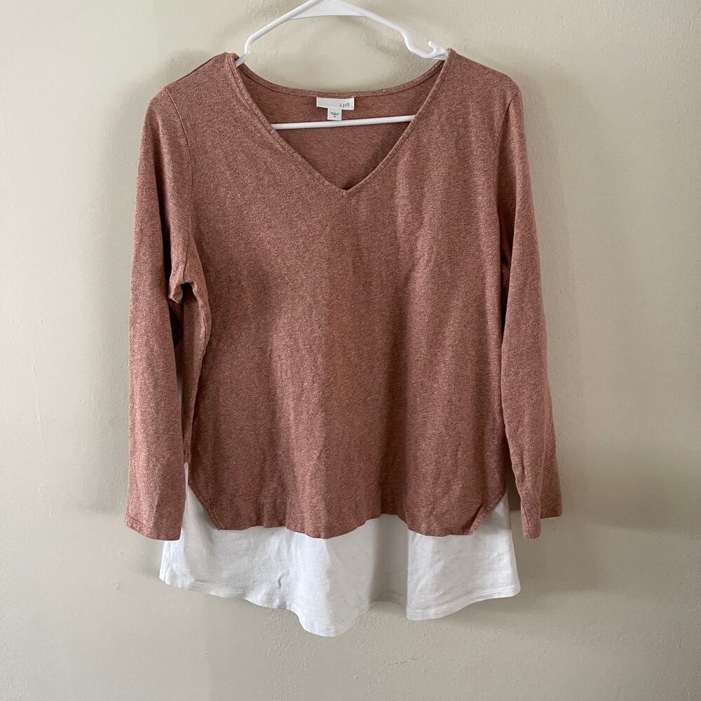 J. Jill Double Layer Long Sleeve Shirt Dusty Rose Pink Casual Soft Womens Medium